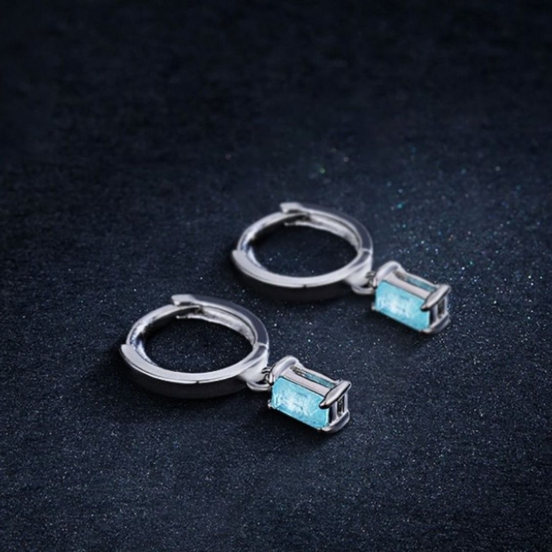 Pendientes de Plata de Aro con Colgante Turmalina Paraíba Azul