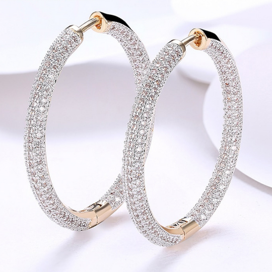 Pendientes de Aro Cravejados Chapados en Oro de 18K