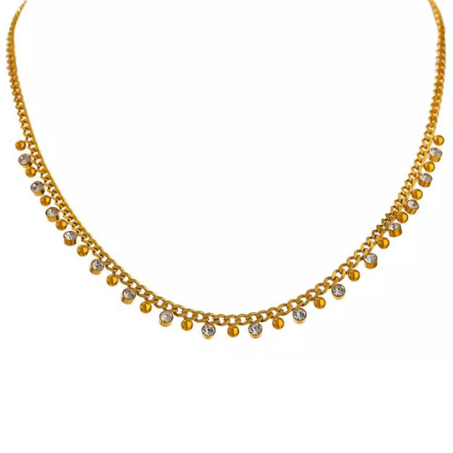 Collar Dorado con Piedras de Circonita
