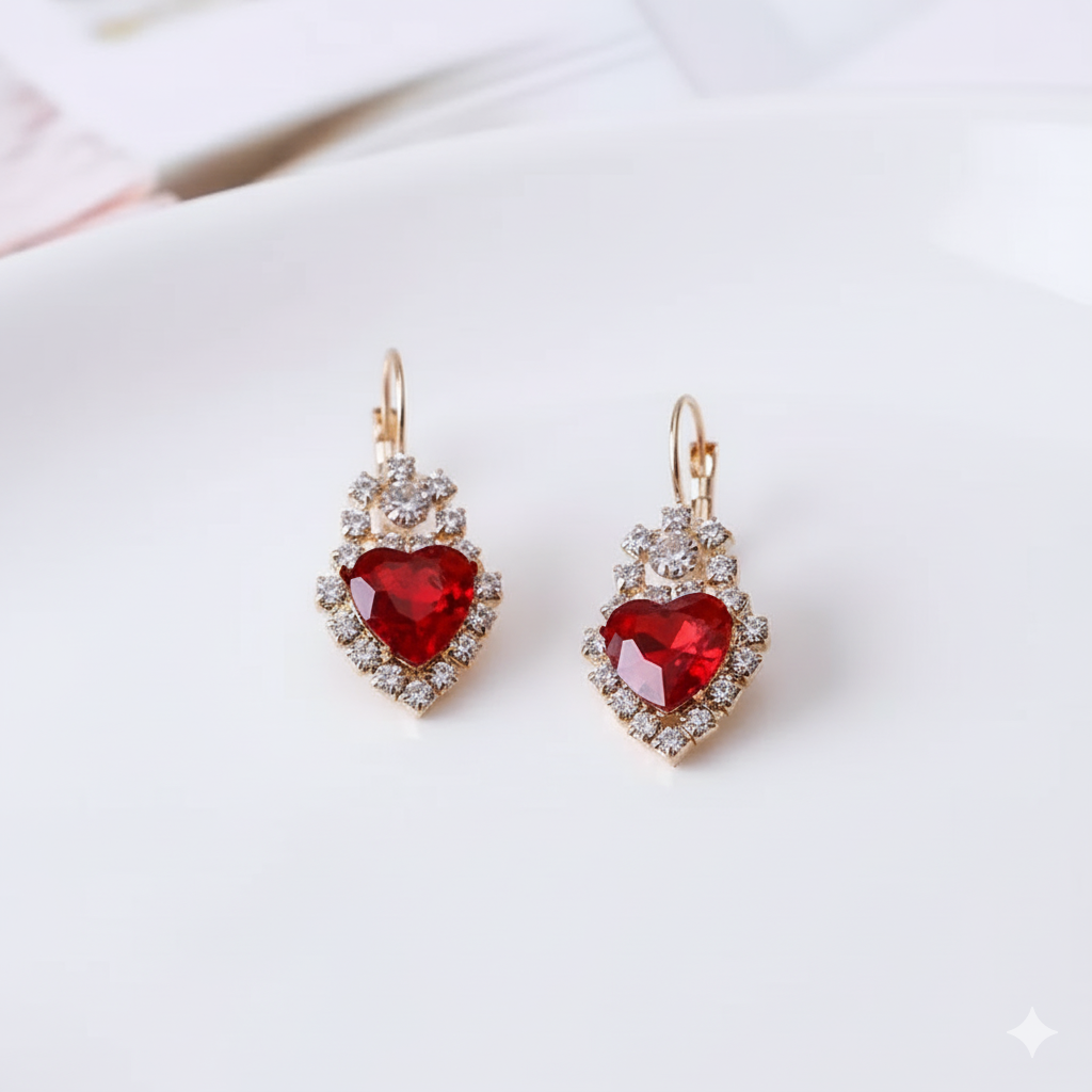 Conjunto de Joyas Corazón Enamorado - Collar, Aros y Anillo