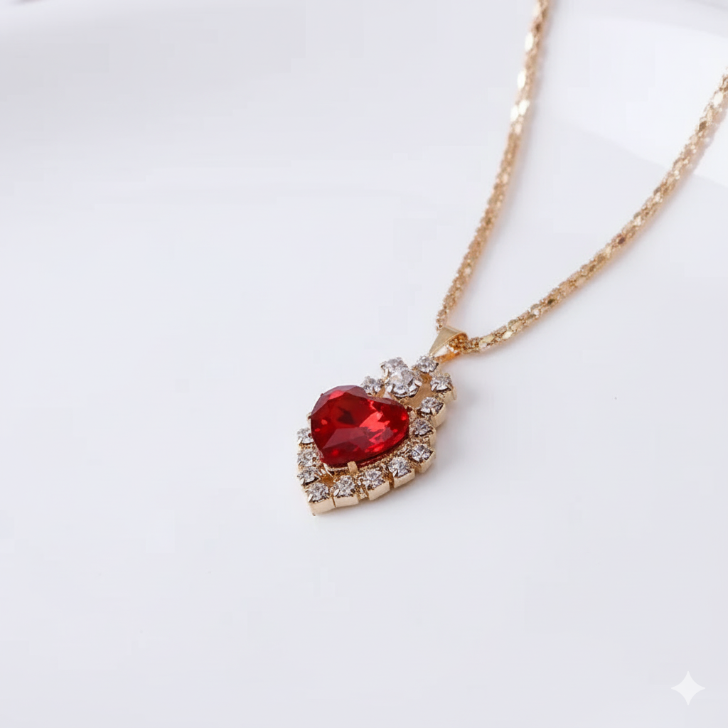 Conjunto de Joyas Corazón Enamorado - Collar, Aros y Anillo