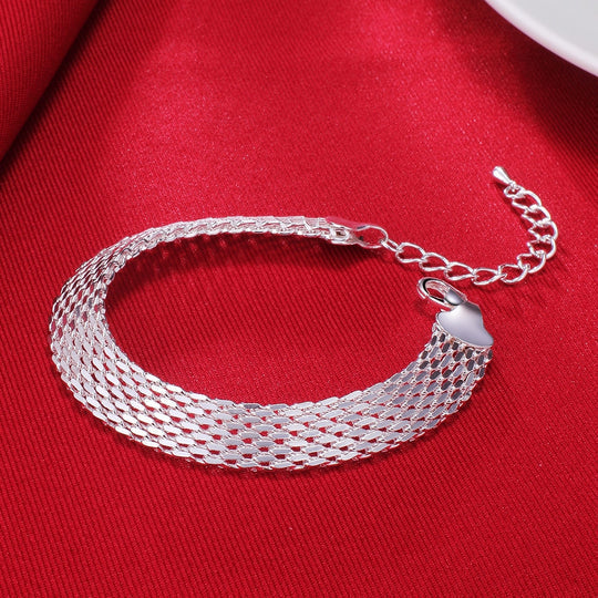Pulsera de Plata con Cadena de Tejido