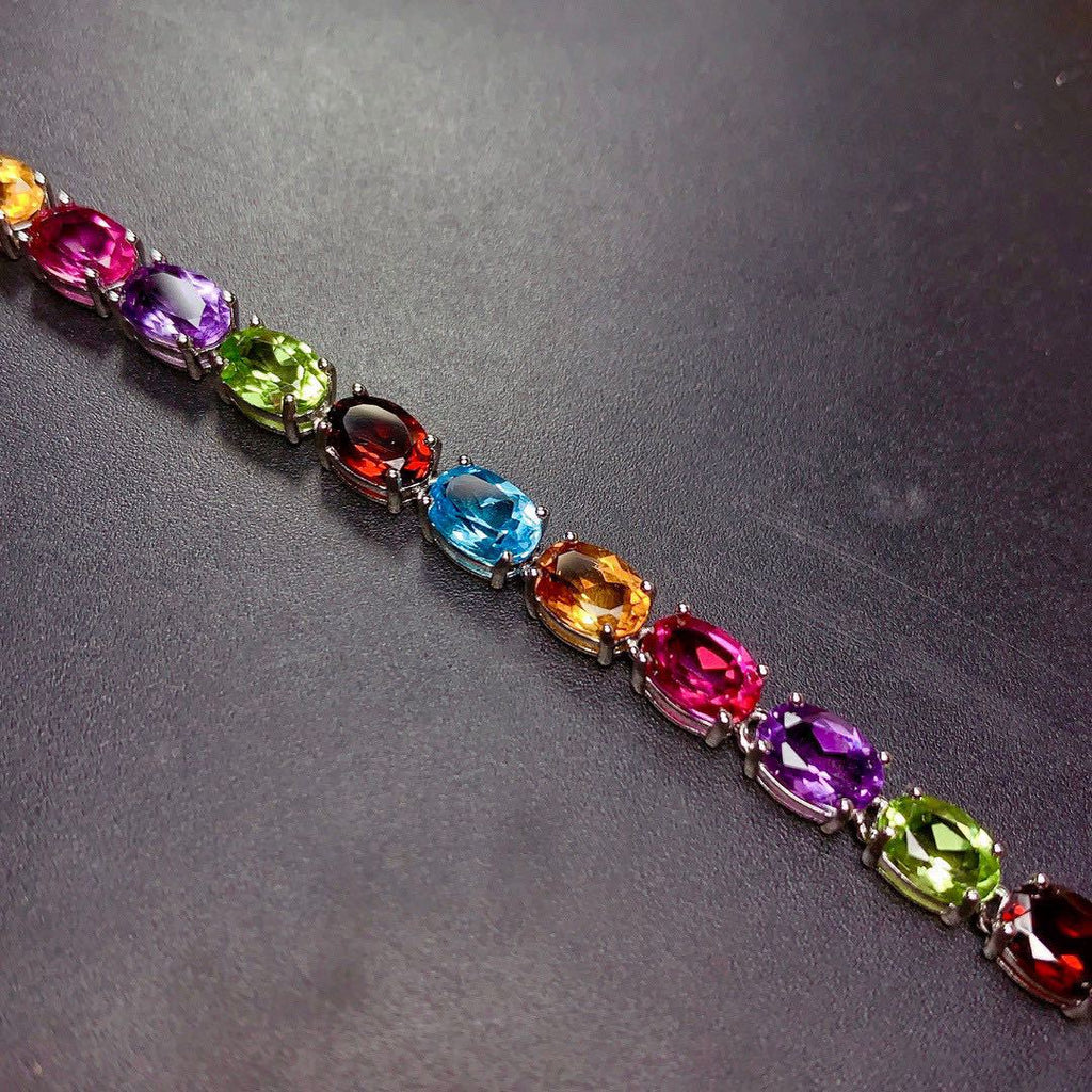 Pulsera de Circonitas de Colores de Plata