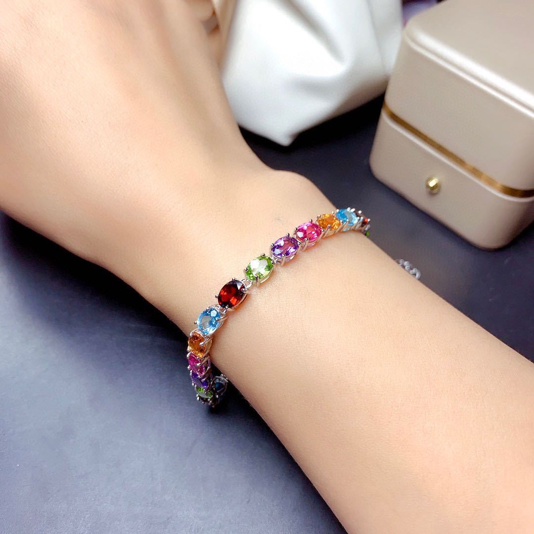 Pulsera de Circonitas de Colores de Plata