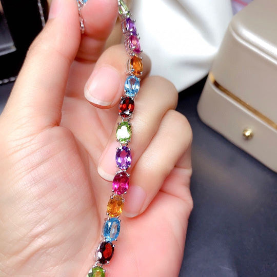 Pulsera de Circonitas de Colores de Plata