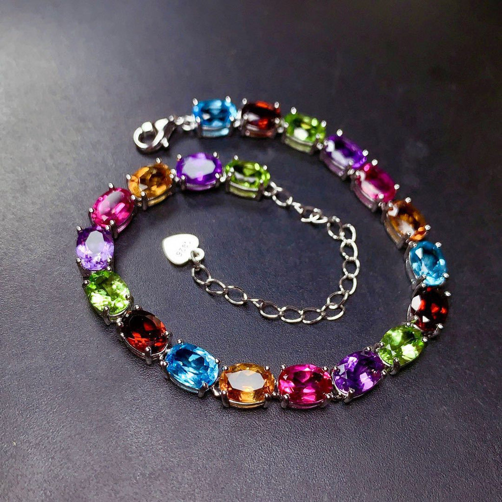 Pulsera de Circonitas de Colores de Plata