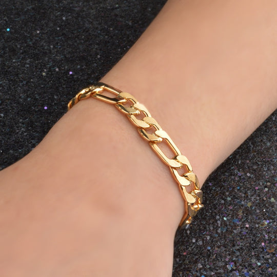 Pulsera de Eslabones Masculina Chapada en Oro de 18K