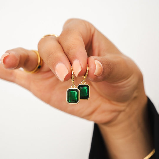 Pendientes de Aro con Colgante de Esmeralda