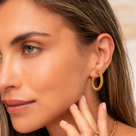 Pendientes de Aro de Malla Chapados en Oro de 18K