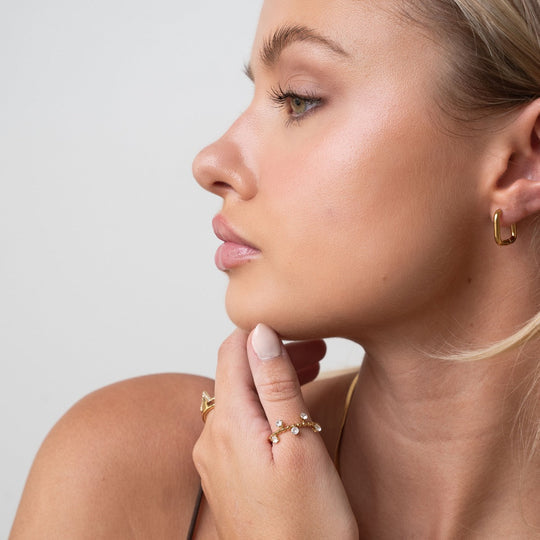 Pendientes de Aro Cuadrados Chapados en Oro de 18K