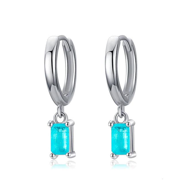 Pendientes de Plata de Aro con Colgante Turmalina Paraíba Azul