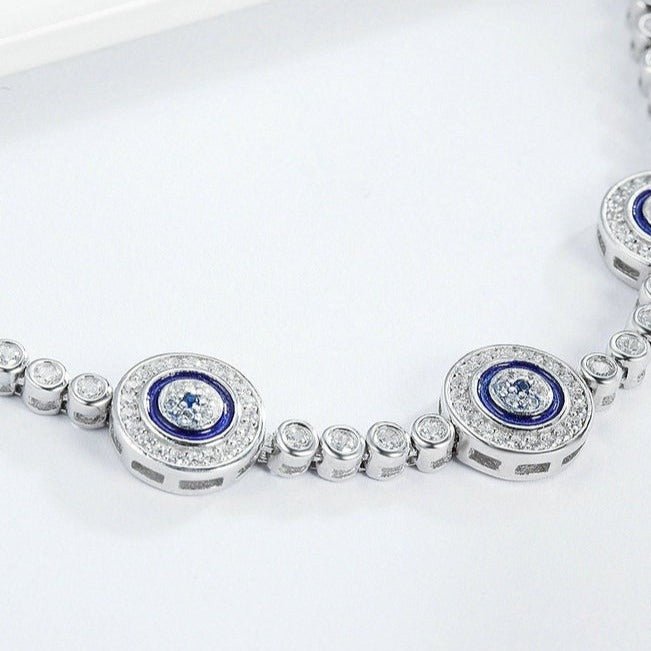 Pulsera de Ojos Turcos Azules de Cristal Circonita
