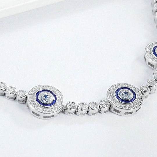 Pulsera de Ojos Turcos Azules de Cristal Circonita