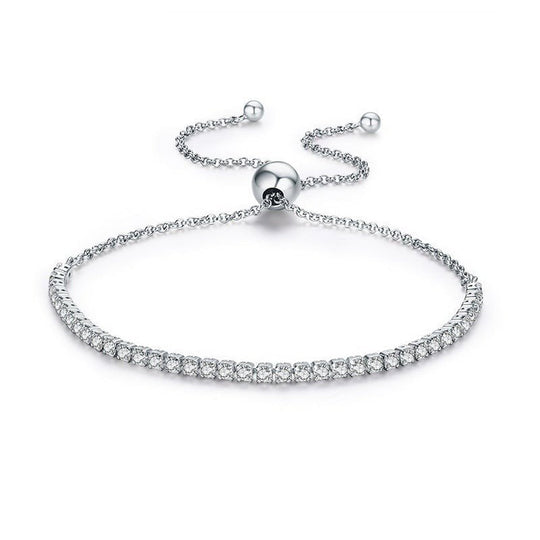 Pulsera Regulable Trendy con Circonitas en Plata