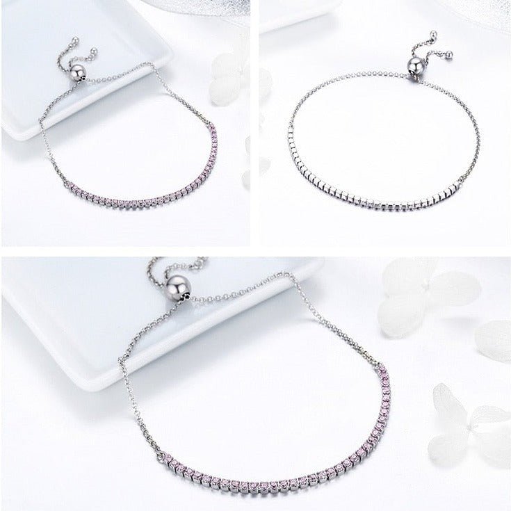 Pulsera Regulable Trendy con Circonitas en Plata